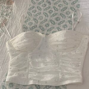 White Lace Bustier Top